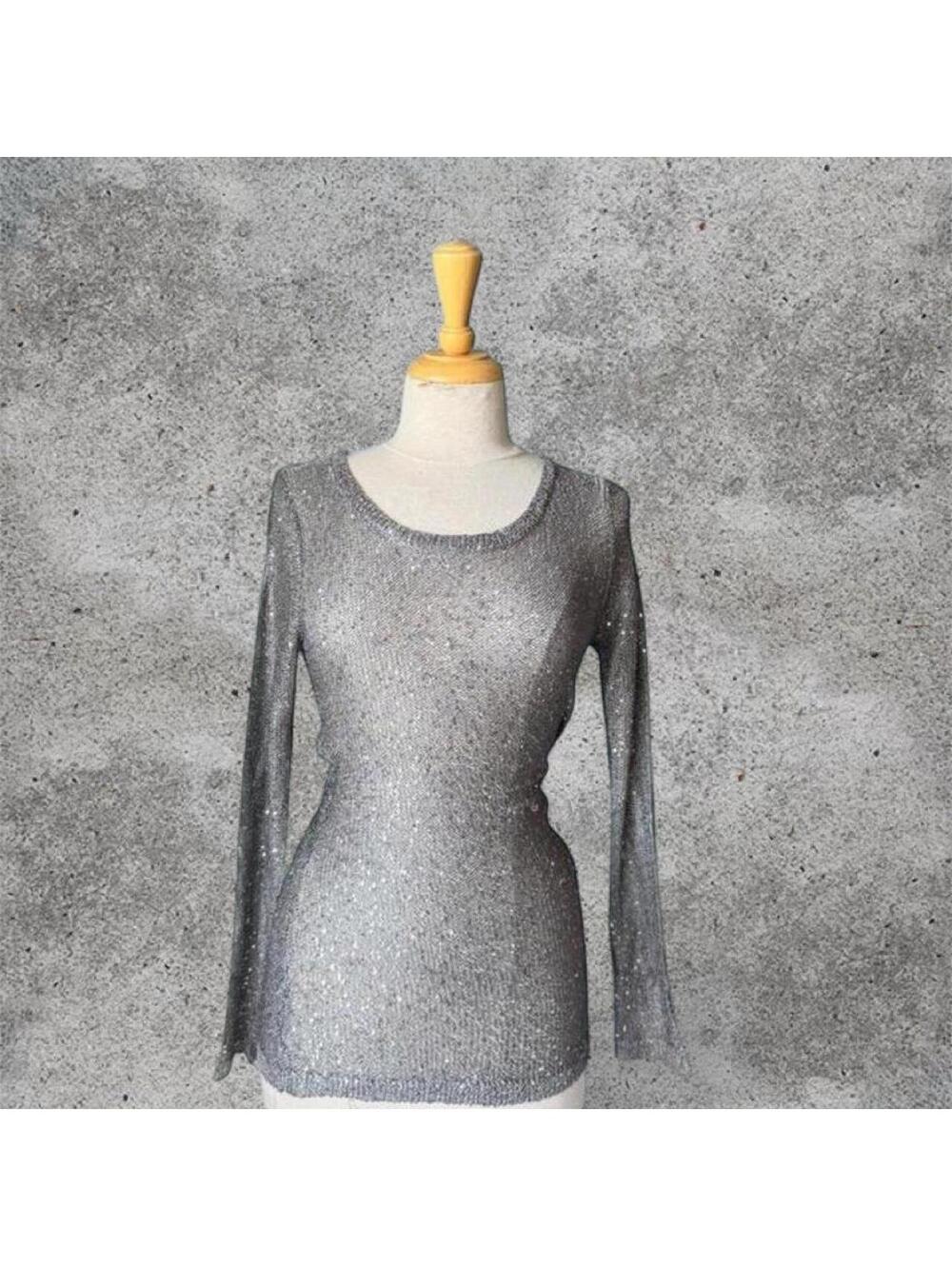 Bedo sparkly silver long sleeve top